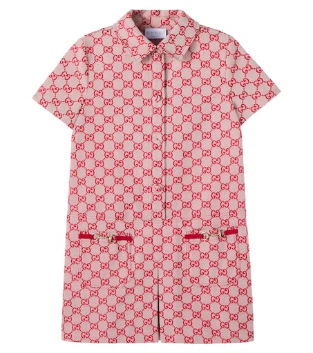 Gucci Kids GG 코튼 블렌드 캔버스 드레스