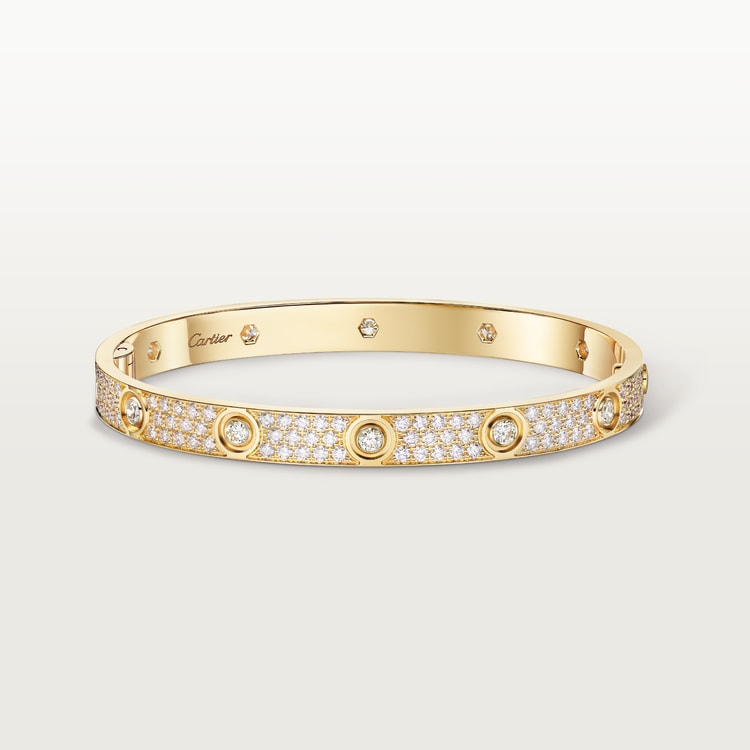 CARTIER 러브 브레이슬릿 클래식 모델 파베 세팅 다이아몬드 10개