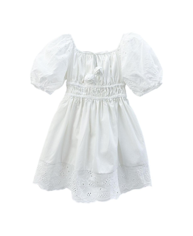 Petite Maison Kids 블랑카 화이트 코튼 드레스 아기 어린이