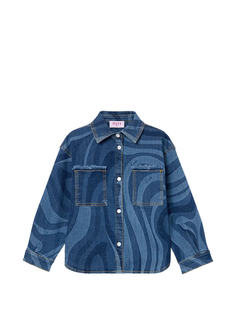 PUCCI KIDS 마르모 프린트 데님 셔츠