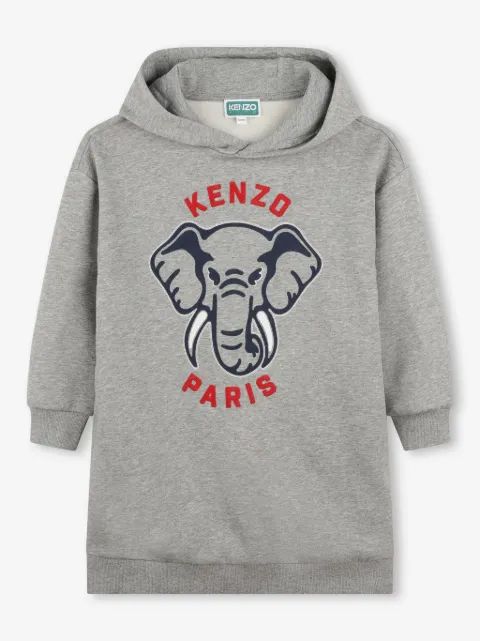 Kenzo Kids 엘리펀트 프린트 후드 드레스