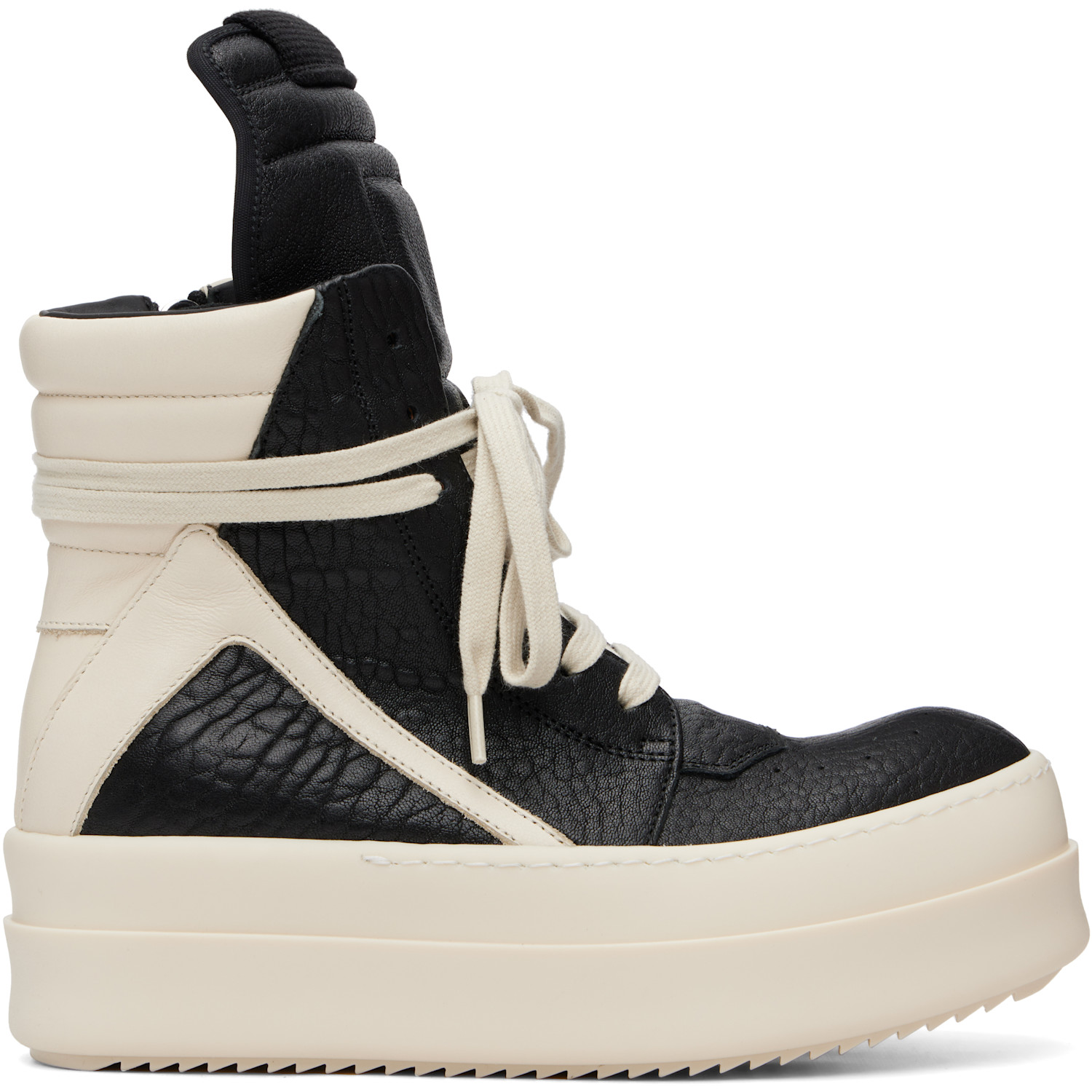 RICK OWENS 블랙 오프 화이트 타워 메가 범퍼 지오바스켓 스니커즈