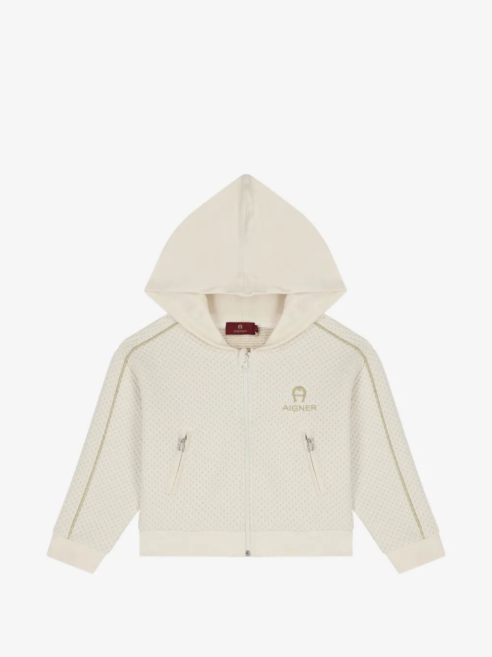 Aigner Kids 로고 자수 집업 후드