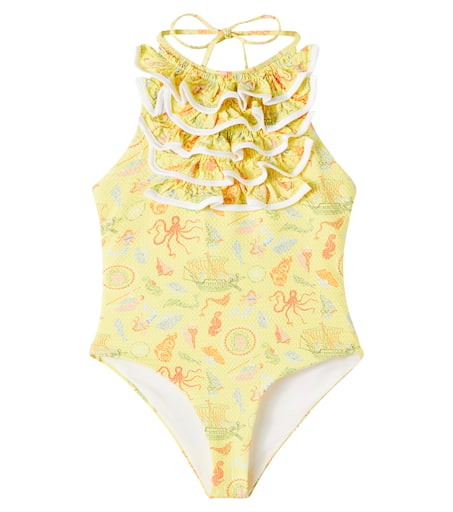 Marysia Kids 범비 아만 프린트 러플 수영복