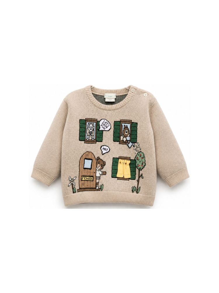 Fendi Kids 인타르시아 니트 크루넥 맨투맨