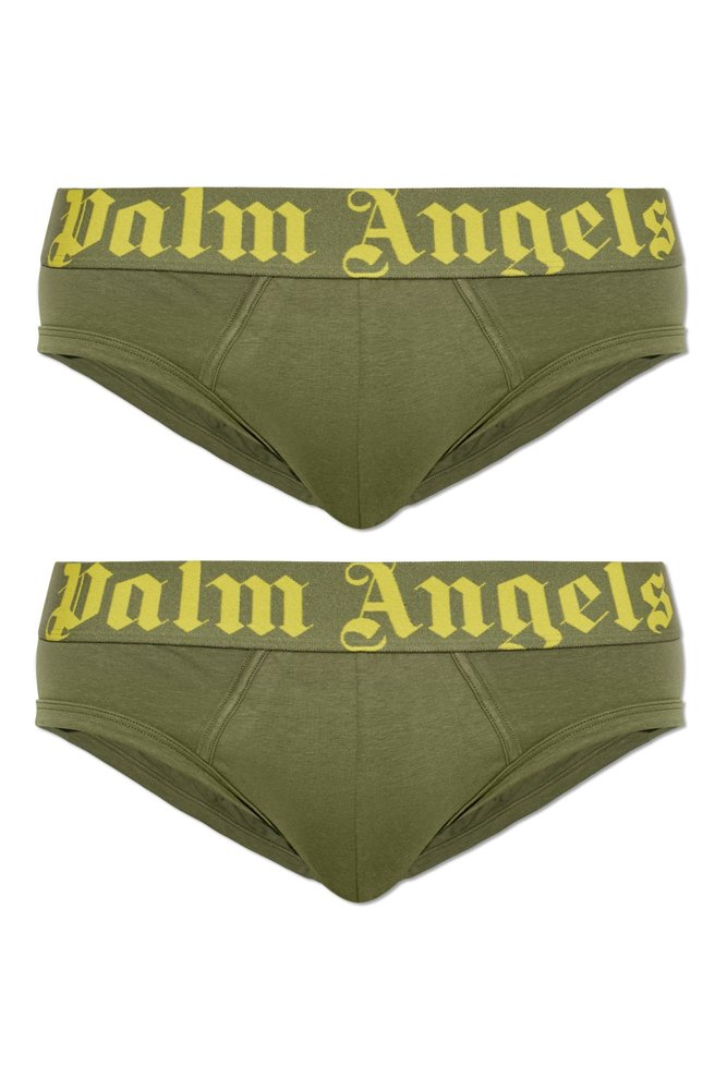 PALM ANGELS 로고 웨이스트밴드 브리프 2팩