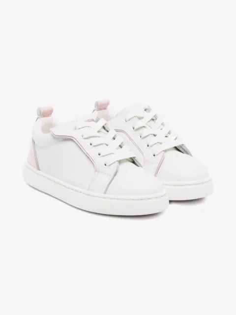 Christian Louboutin Kids 레더 패널 레이스업 스니커즈
