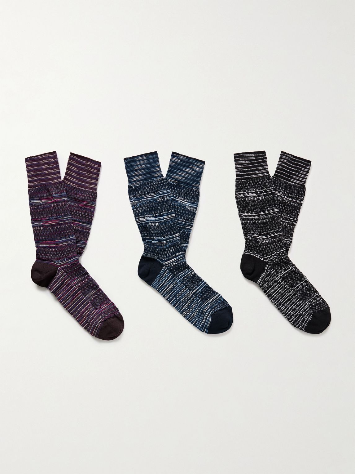 MISSONI 스리팩 스페이스 다이즈드 코튼 블렌드 양말