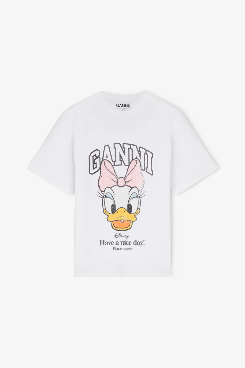 GANNI 티셔츠 코트 블랑 디즈니 다이지 덕 인쇄