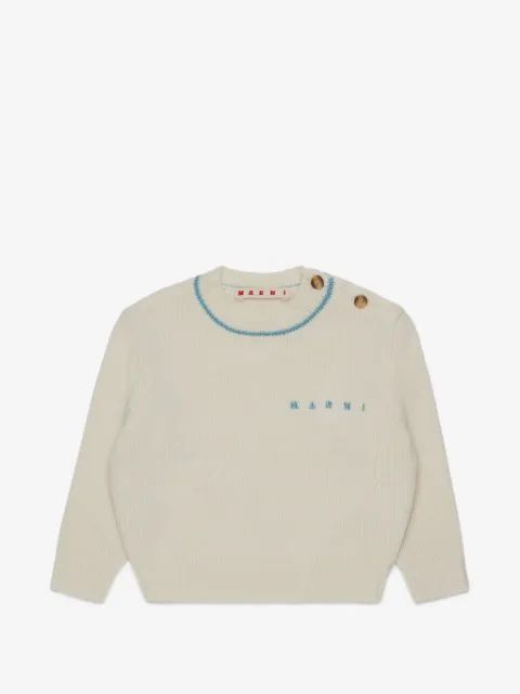 Marni Kids 로고 자수 버튼 디테일 스웨터