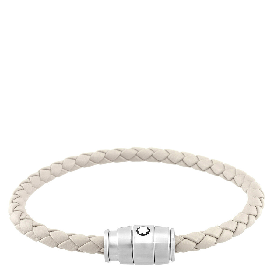 MONTBLANC 마이스터스튁 스틸 클라우디 베이지 가죽 팔찌
