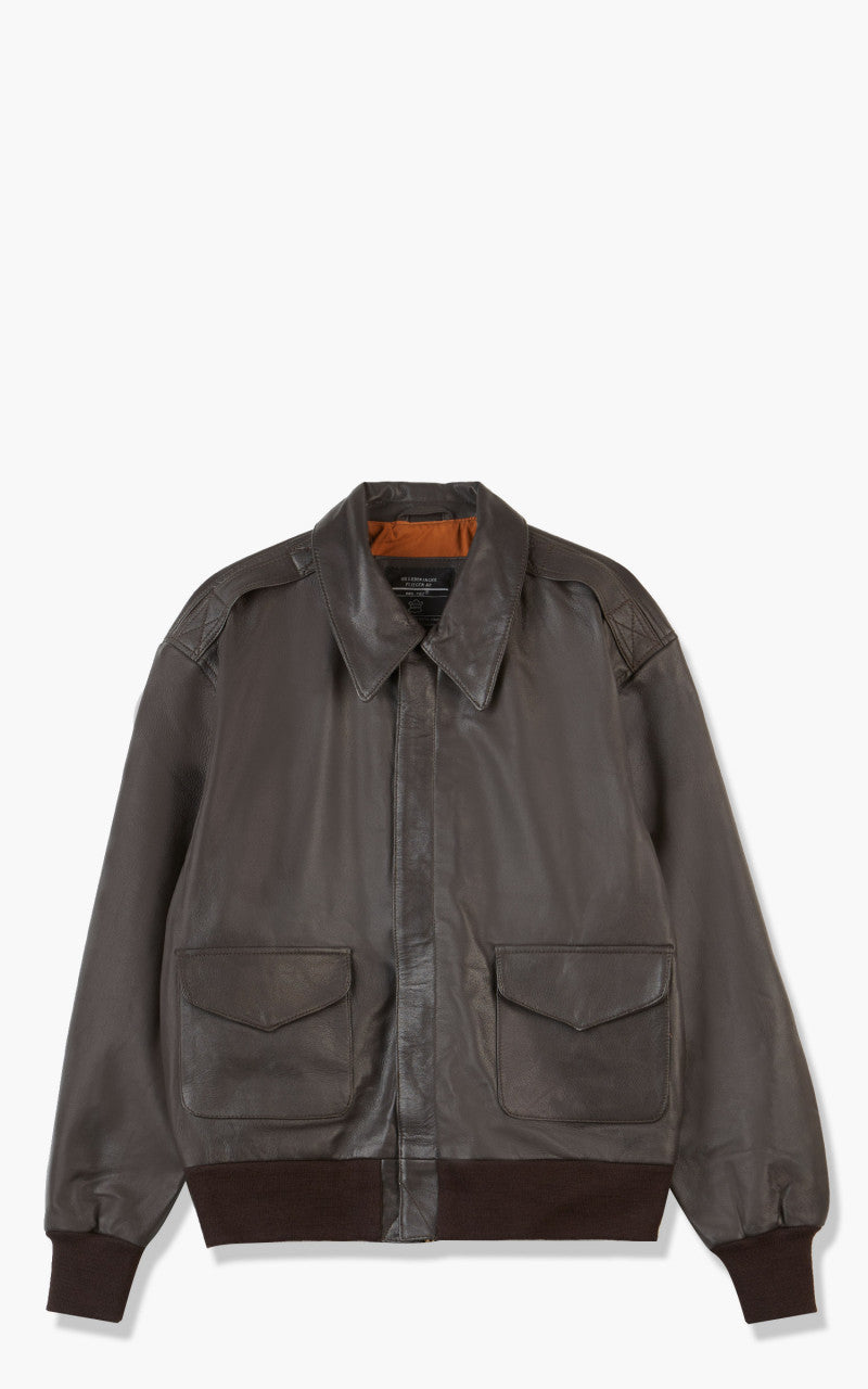 Military Surplus A2 비행 자켓 가죽 브라운