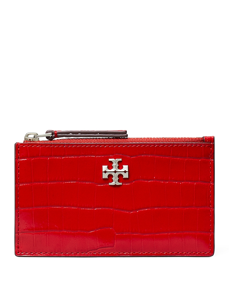 TORY BURCH 키라 크록 엠보스드 가죽 카드 케이스