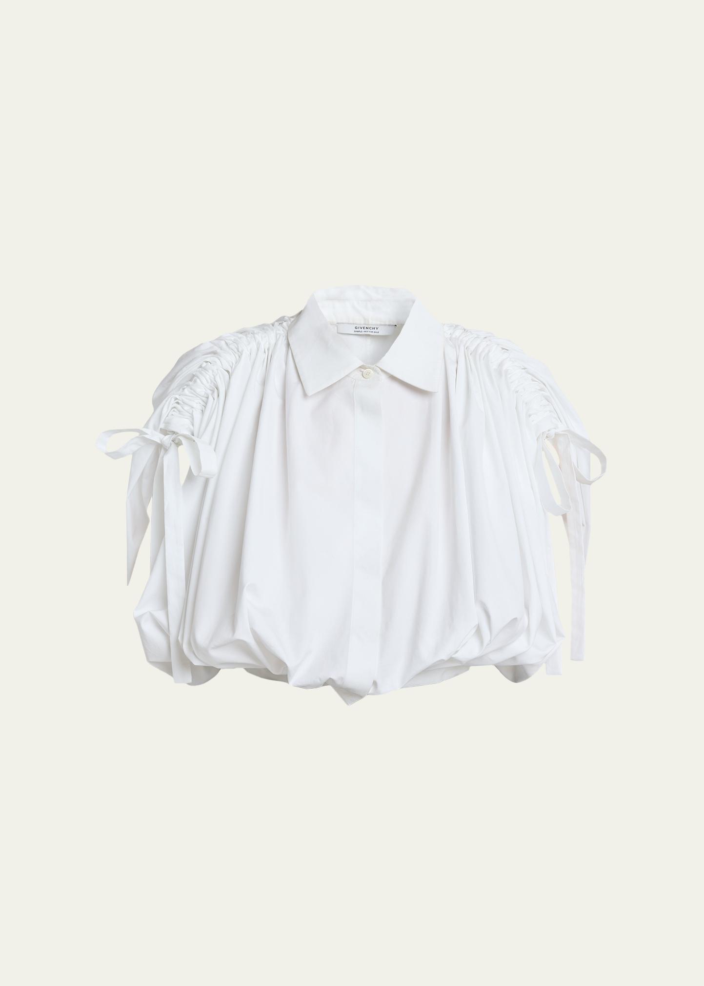 GIVENCHY 루체드 코튼 팝린 크롭 칼라 벌룬 셔츠