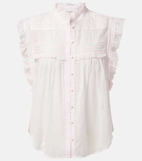 ISABEL MARANT ETOILE 데르시아 자수 프릴 면 블라우스