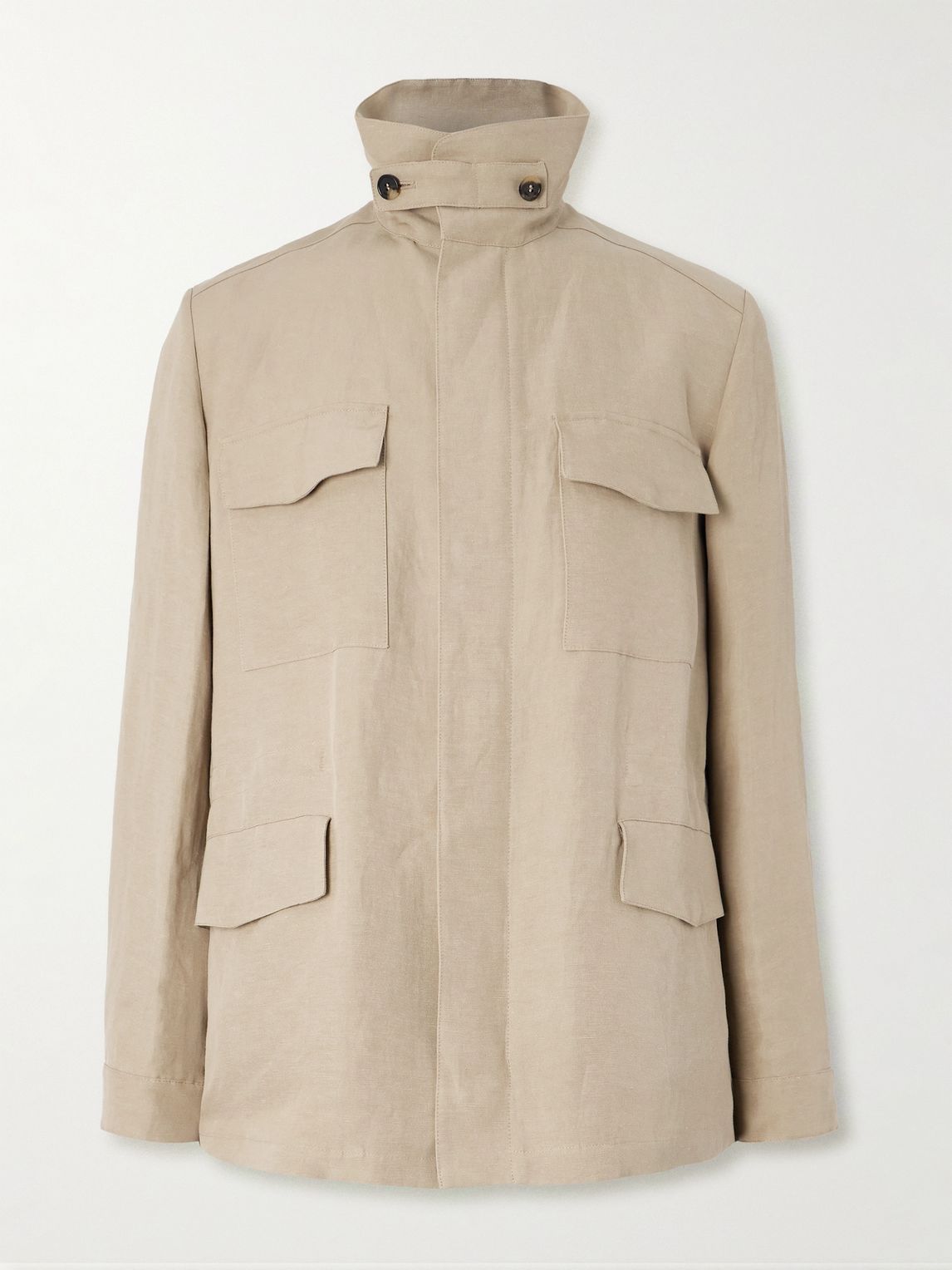LOROPIANA 리넨 실크 혼합 필드 자켓