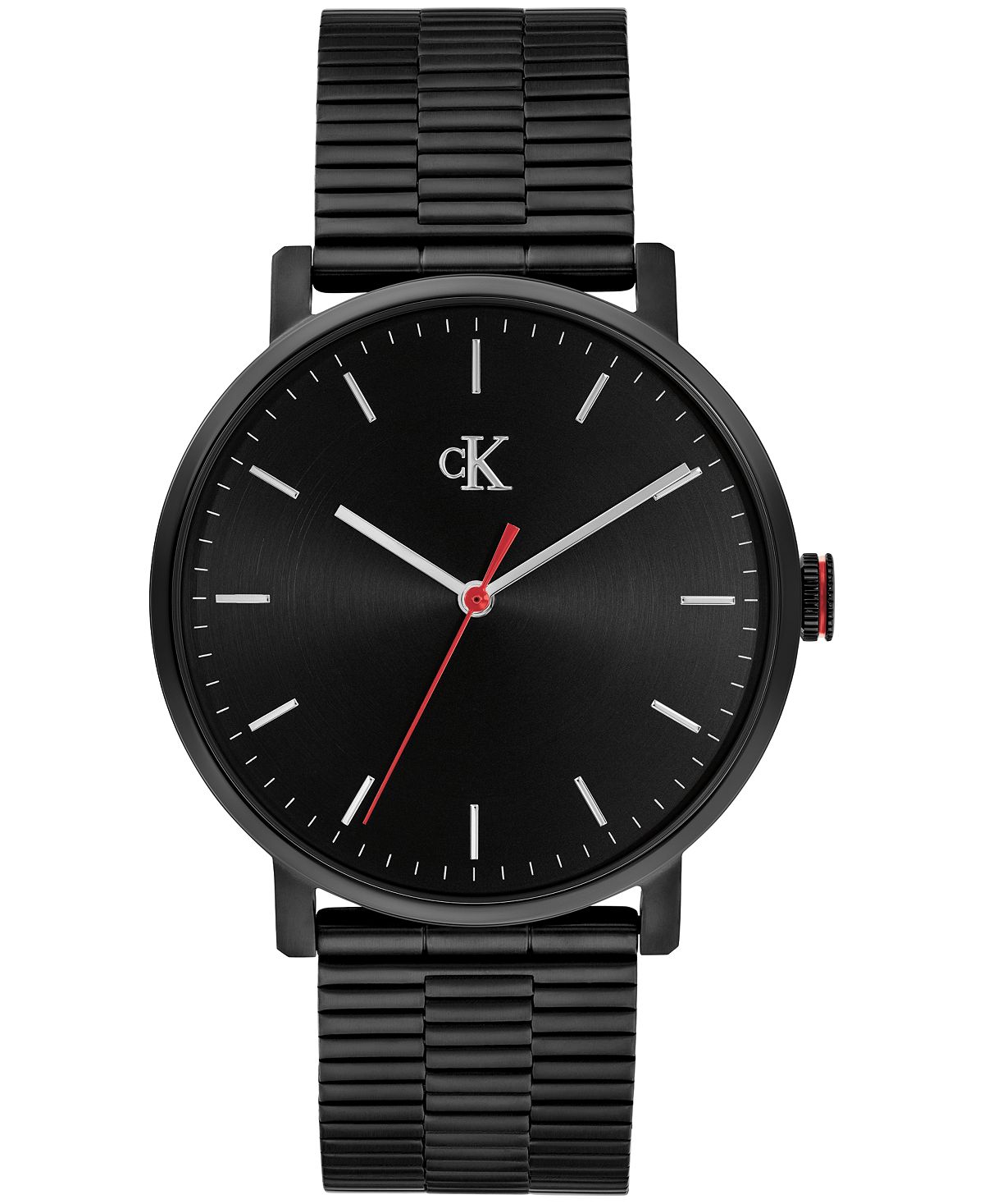 CALVIN KLEIN 남성 아이코닉 쿼츠 블랙 스테인리스 스틸 팔찌 시계 40mm
