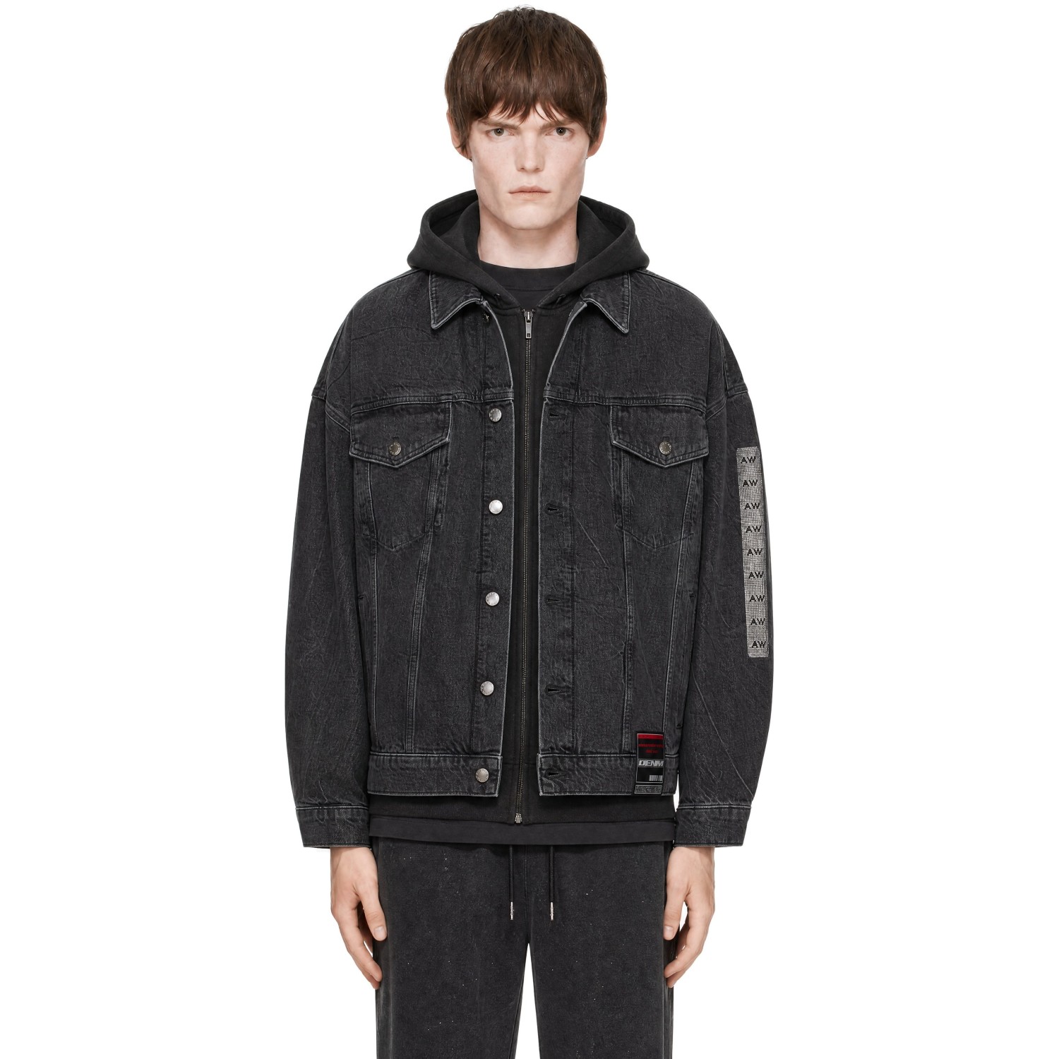 ALEXANDER WANG 그래픽 오버사이즈 데님 트러커 자켓