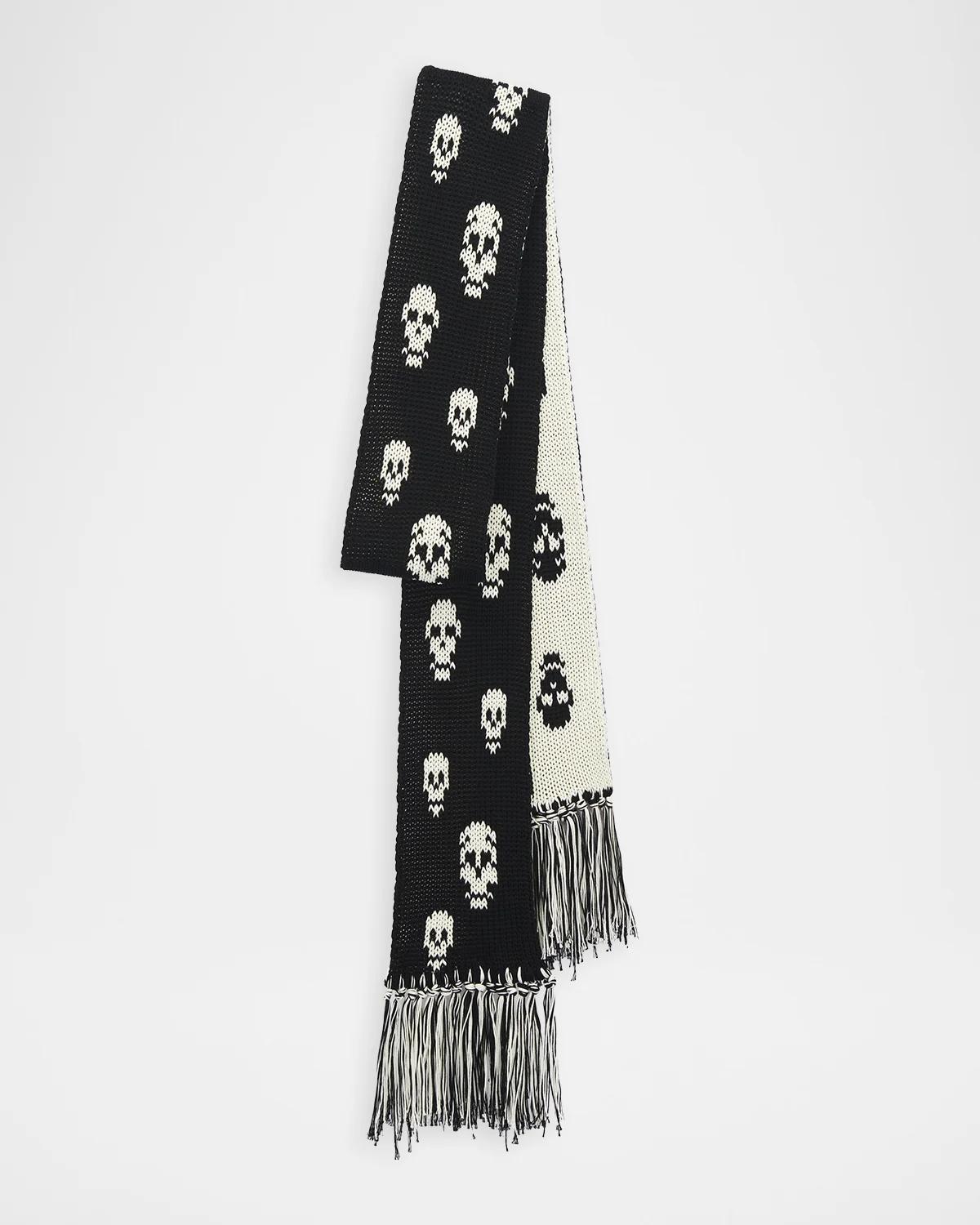 ALEXANDER MCQUEEN 스컬 니트 코튼 트리코 스카프