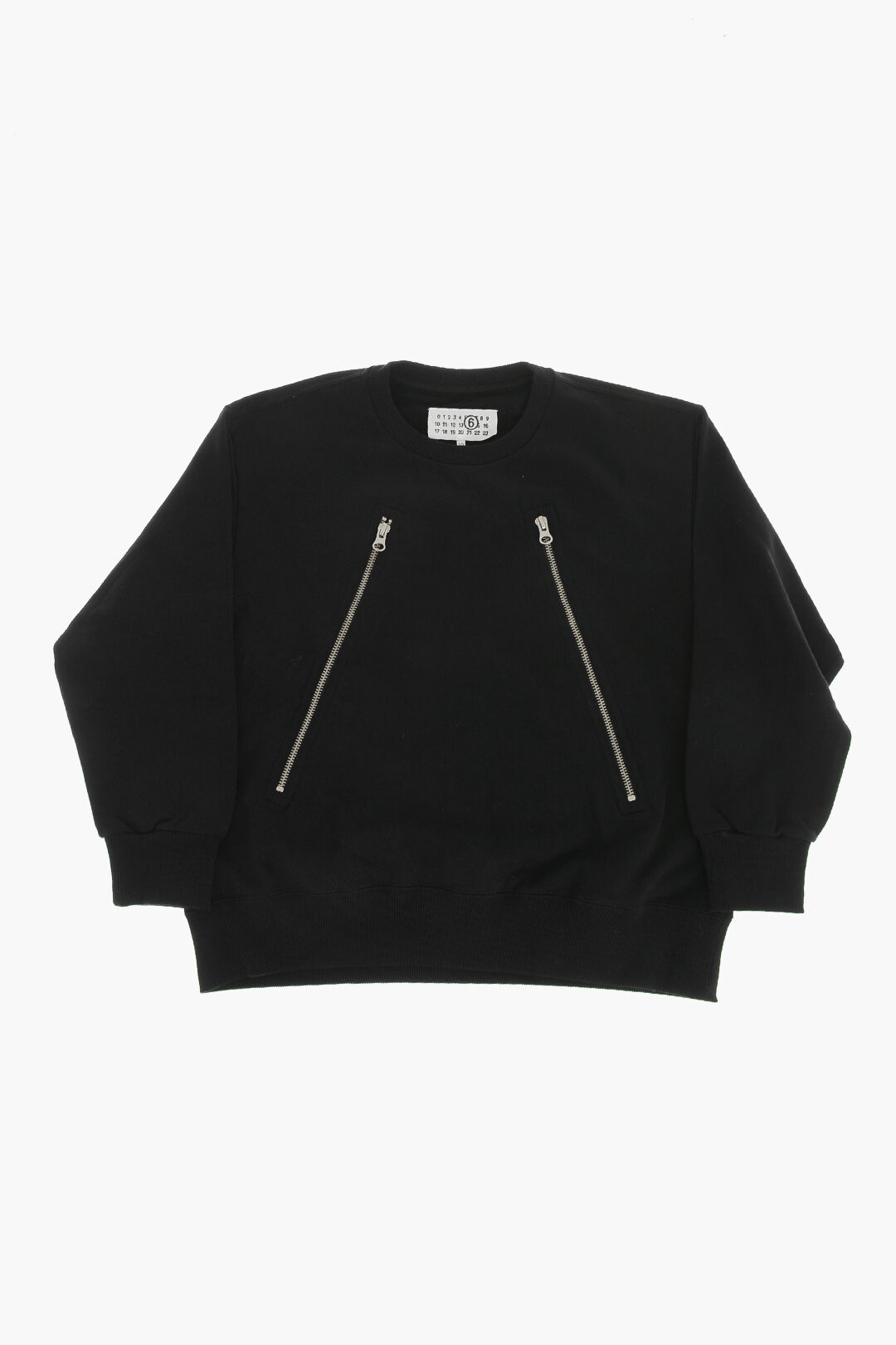MM6 Maison Margiela Kids 브러시드 코튼 크루넥 스웨트셔츠 지퍼 디테일