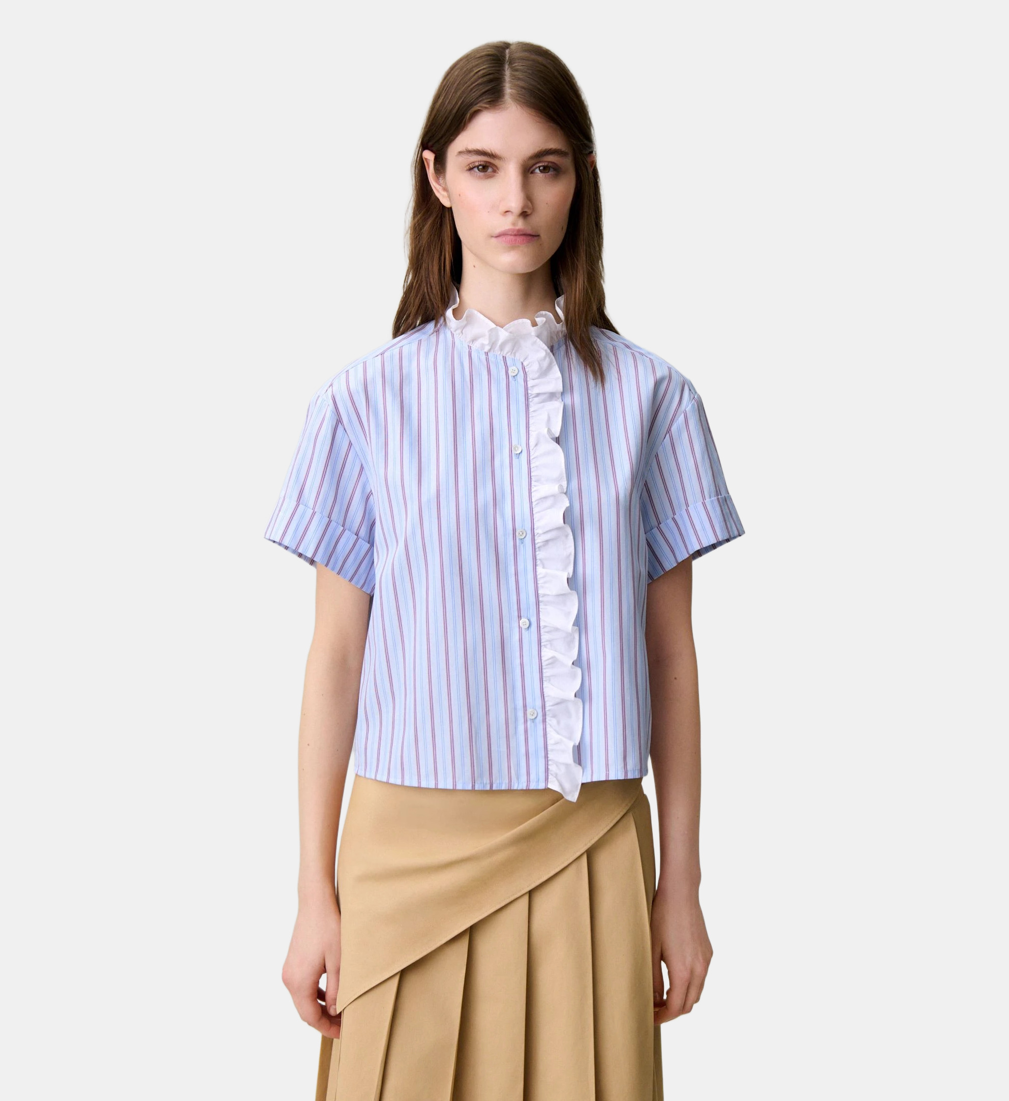 Claudie Pierlot  셔츠 포플린 줄무늬 프릴