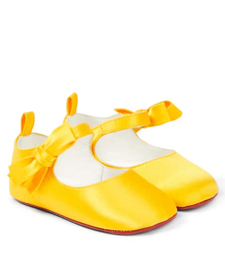 Christian Louboutin Kids 베이비 루 베이브 크레이프 새틴 발레 플랫