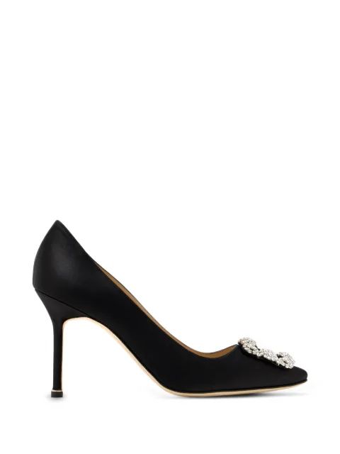 Manolo Blahnik 한기시 90 크리스탈 버클 펌프