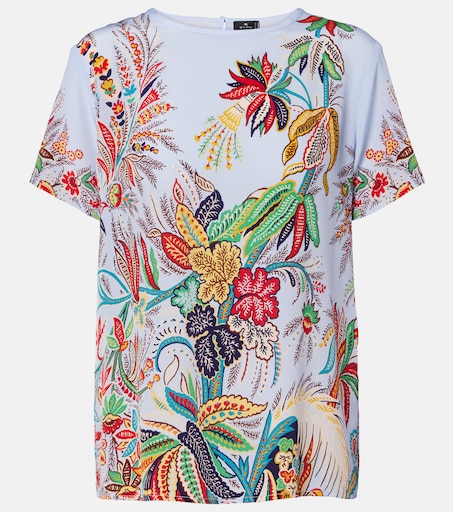 ETRO 페이즐리 실크 크레이프 드 쉬르 탑