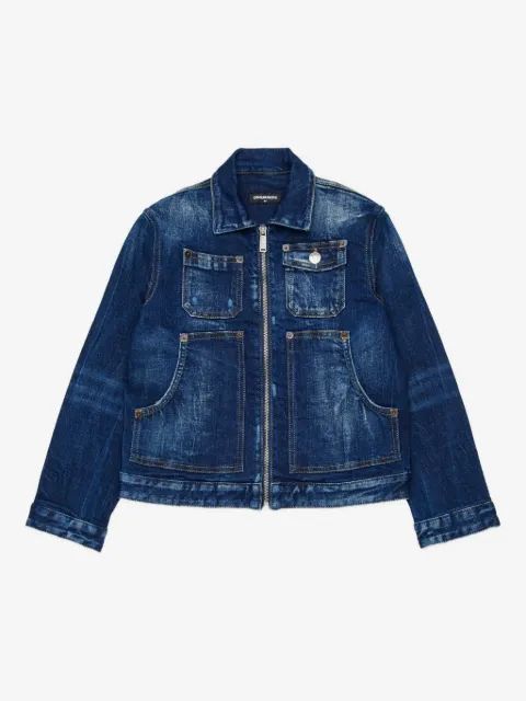 Dsquared 2 kids 포켓 집업 데님 자켓