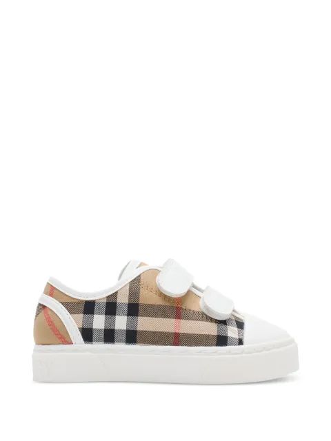 Burberry Kids 체크 패턴 스트랩 스니커즈