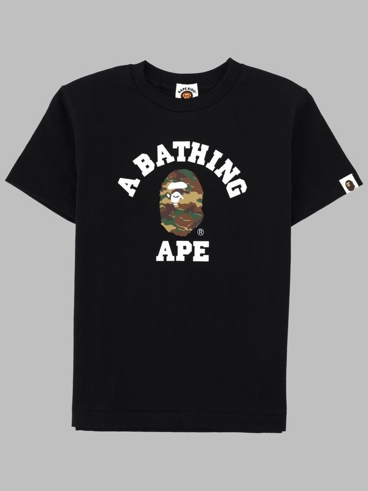 A Bathing Ape Kids 카모 컬리지 로고 티셔츠
