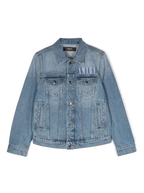 AMIRI KIDS 로고 프린트 데님 자켓