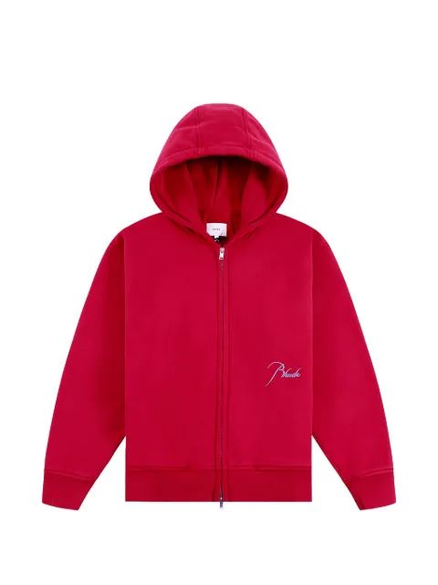 Rhude 클래식 2 로고 자수 풀집 후드티