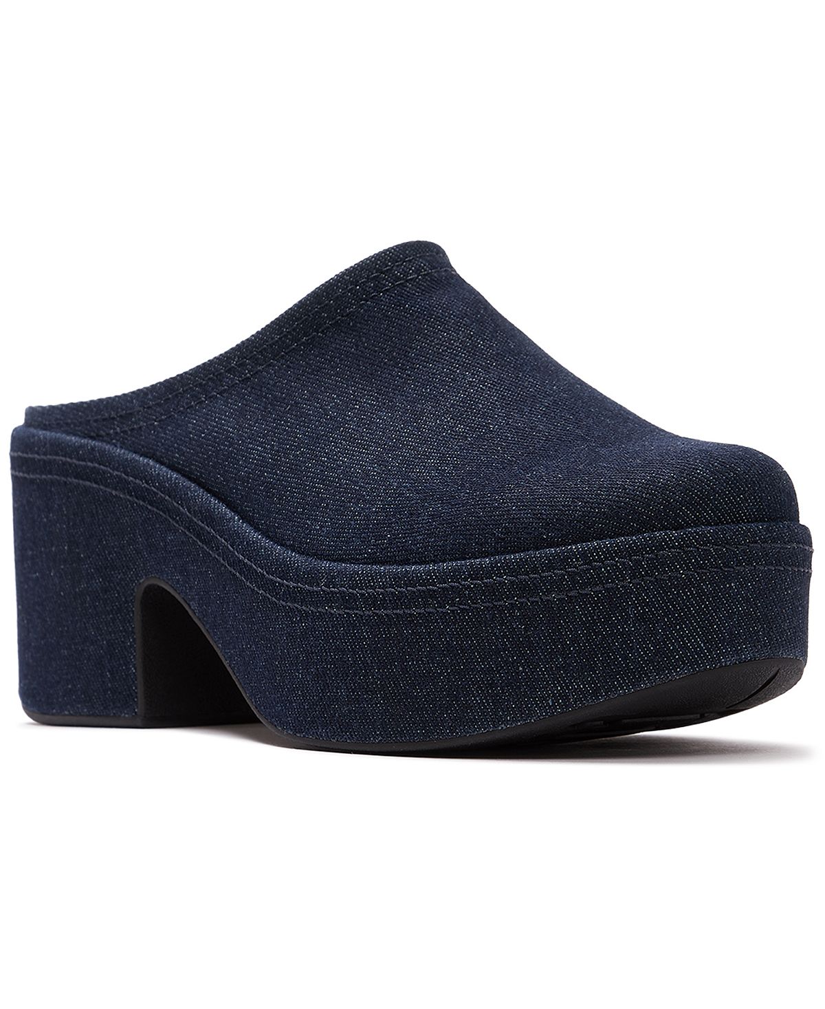 FITFLOP 플랫폼 데님 힐 슬립온 뮬