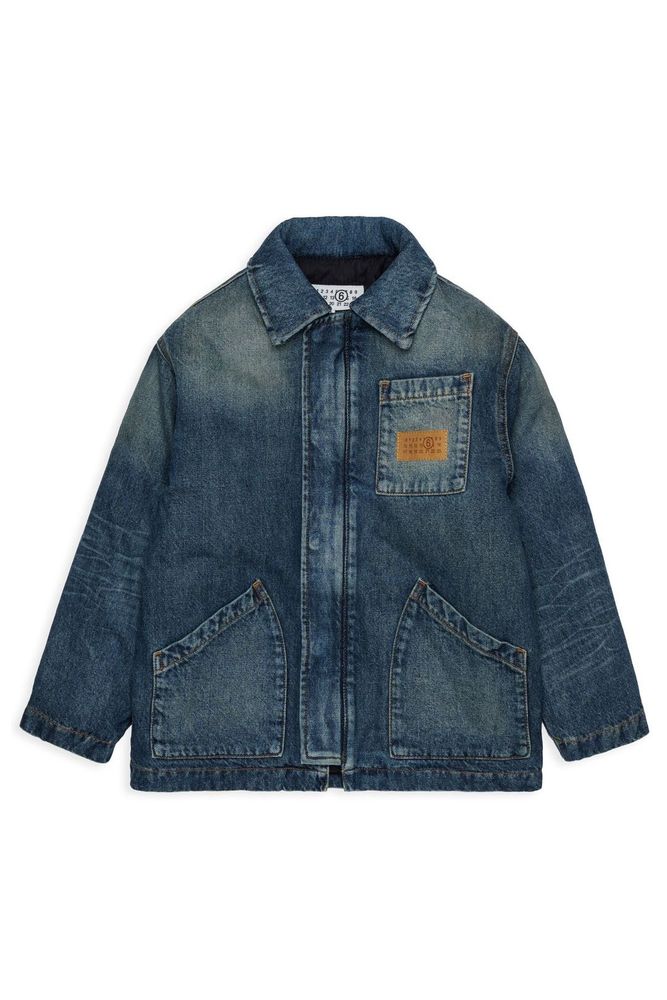 MM6 Maison Margiela Kids 로고 패치 데님 자켓