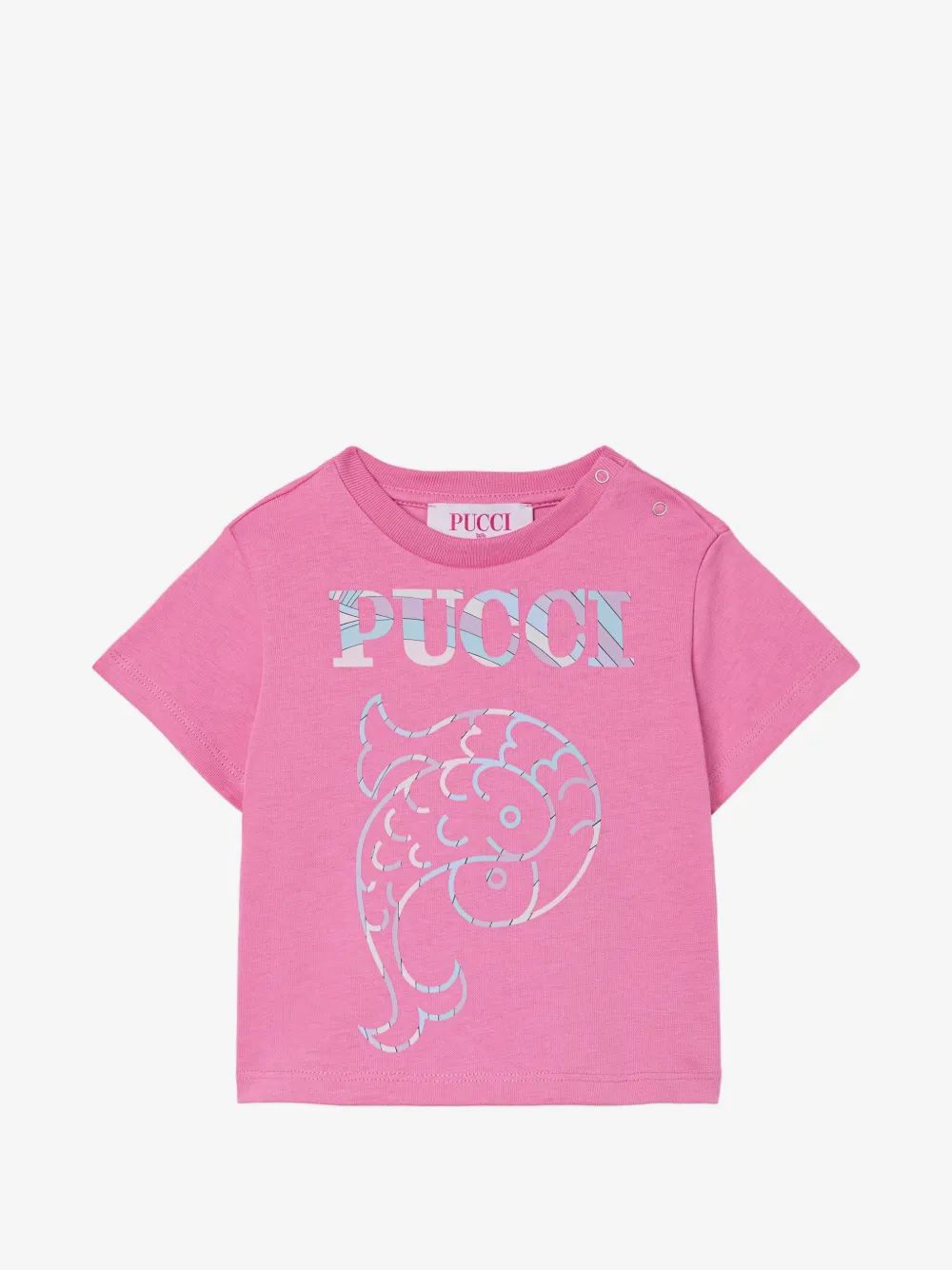 PUCCI KIDS 로고 프린트 오가닉 코튼 티셔츠