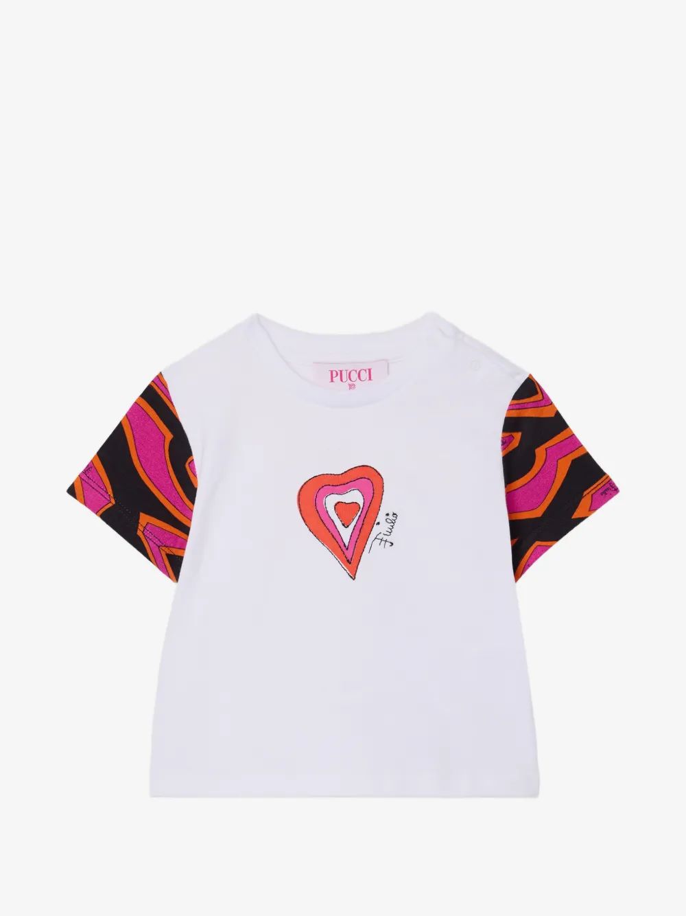 PUCCI KIDS 프린트 소매 오가닉 코튼 티셔츠