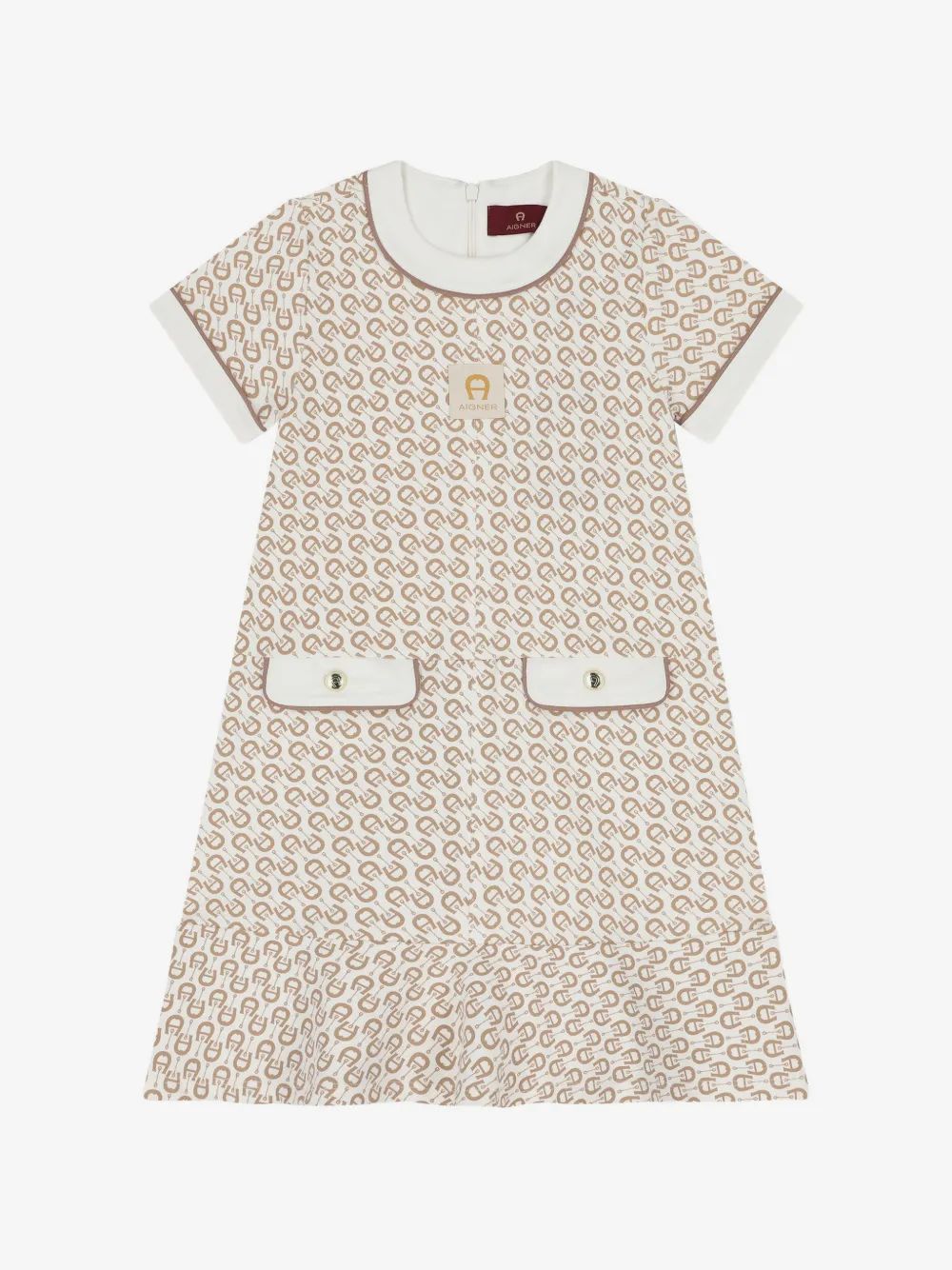 Aigner Kids 모노그램 프린트 버튼 디테일 원피스