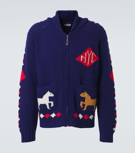 BODE 다이아몬드 코랄 울 집업 가디건