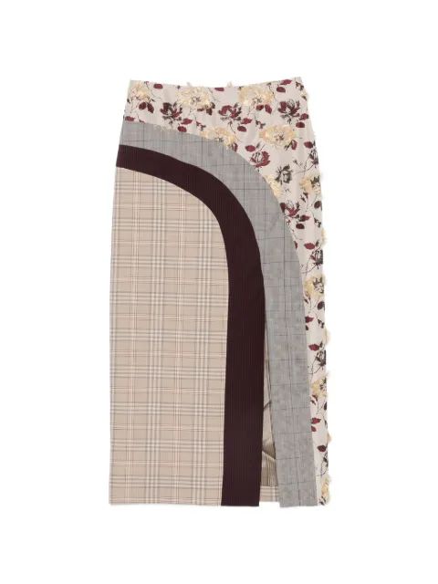 ANTONIO MARRAS 패치워크 플로럴 프린트 미디 스커트