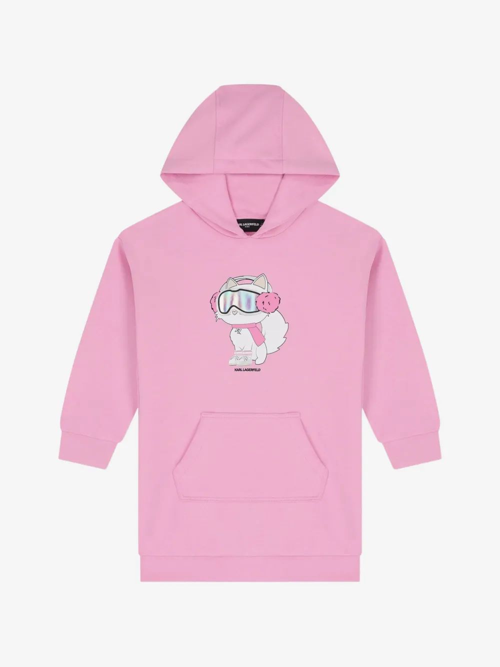 Karl Lagerfeld Kids 슈펫 그래픽 프린트 후드 원피스