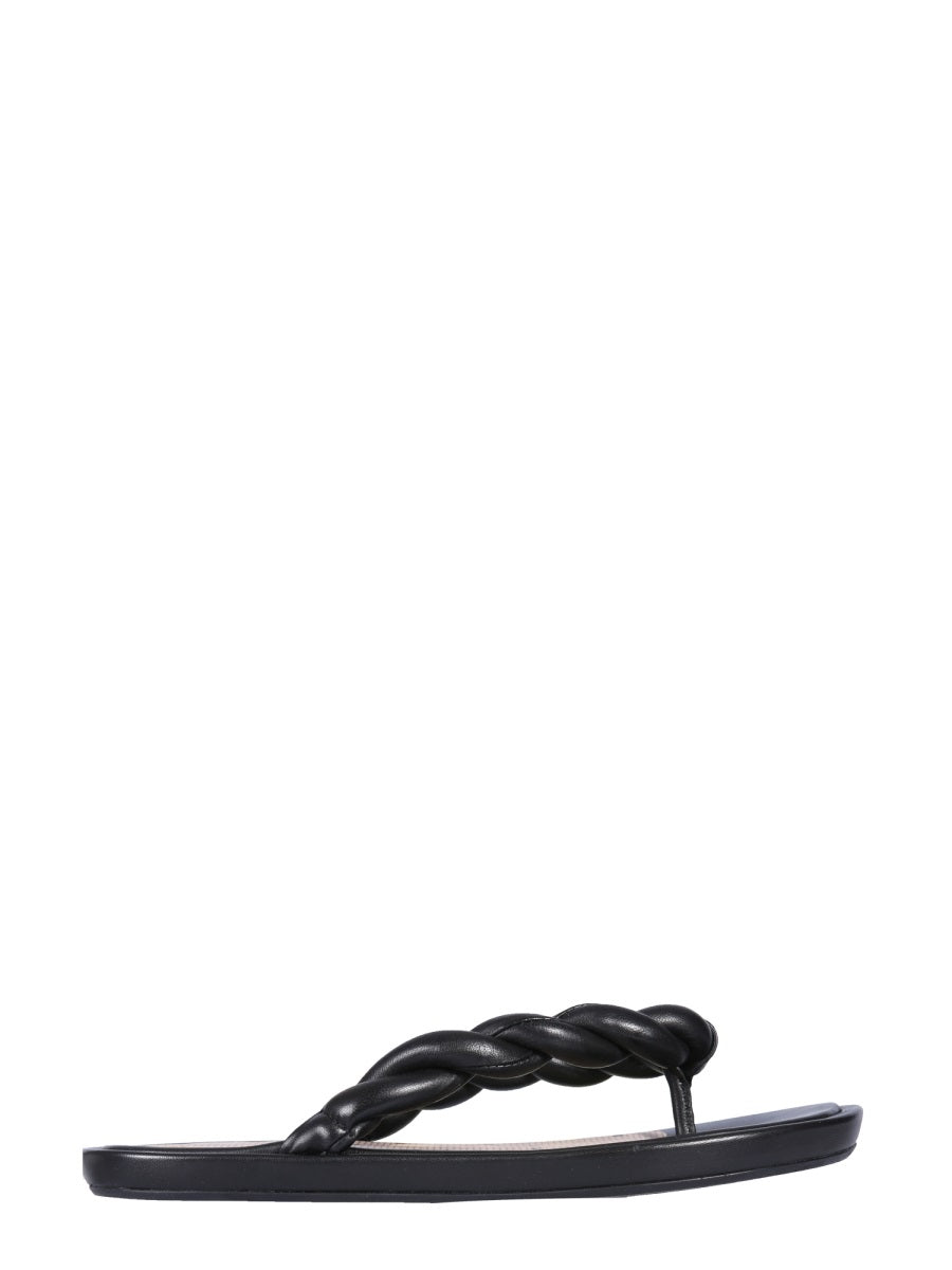 RED VALENTINO 레드 (V) 가죽 슬라이드 샌들