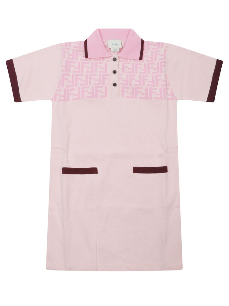 Fendi Kids 로고 프린트 폴로 칼라 드레스