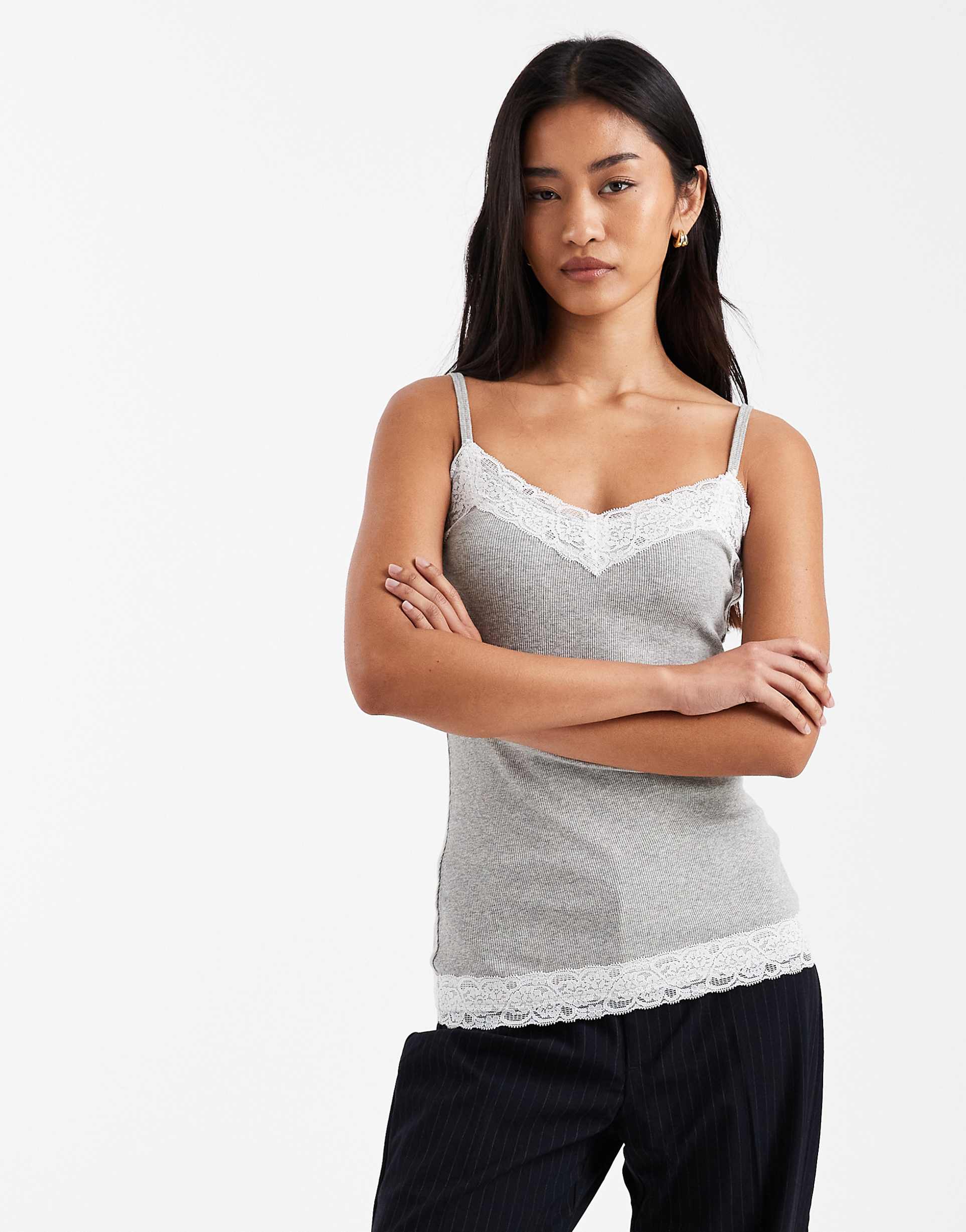 Hollister 레이스 트림 카미 탑 그레이
