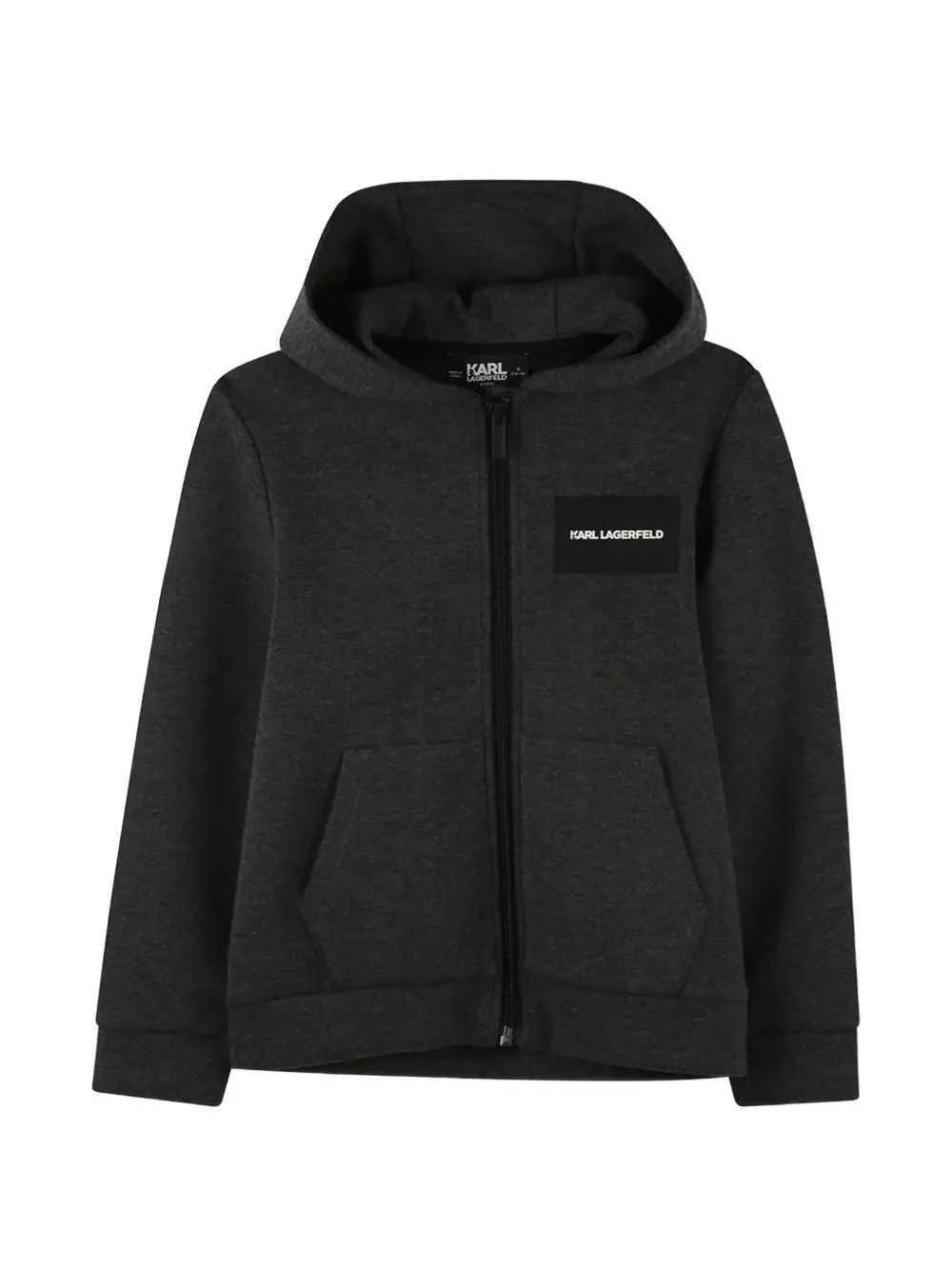 Karl Lagerfeld Kids 로고 패치 집업 후드