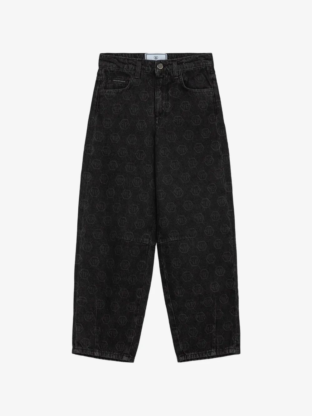 Philipp Plein Kids 모노그램 프린트 와이드 레그 진