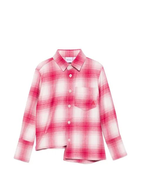 ASPESI KIDS 체크 패턴 비대칭 헴 셔츠