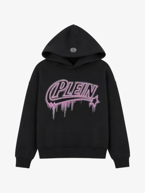 Philipp Plein Kids 로고 프린트 라인스톤 장식 후드티