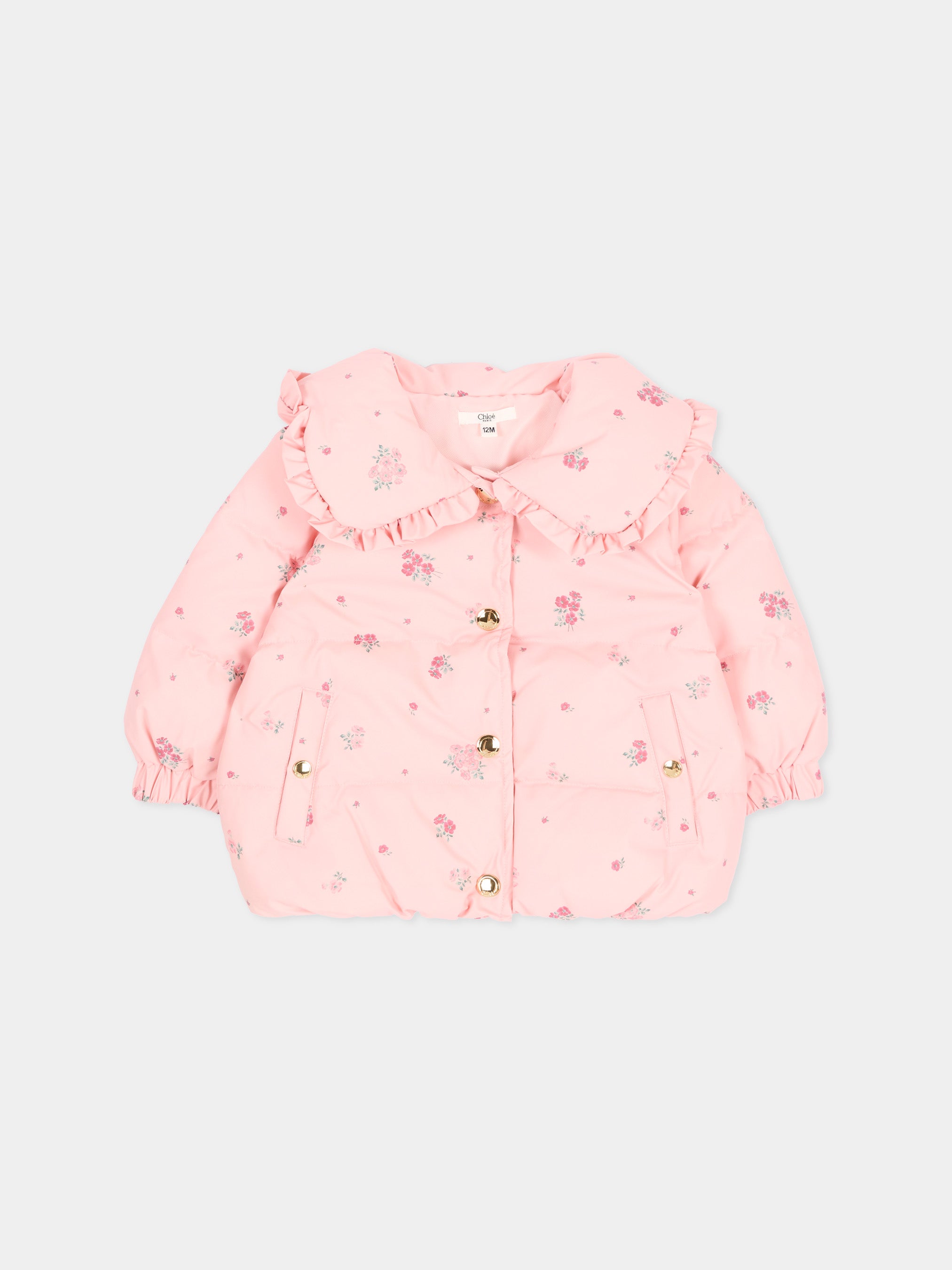 Chloe Kids 플로럴 퍼프 자켓