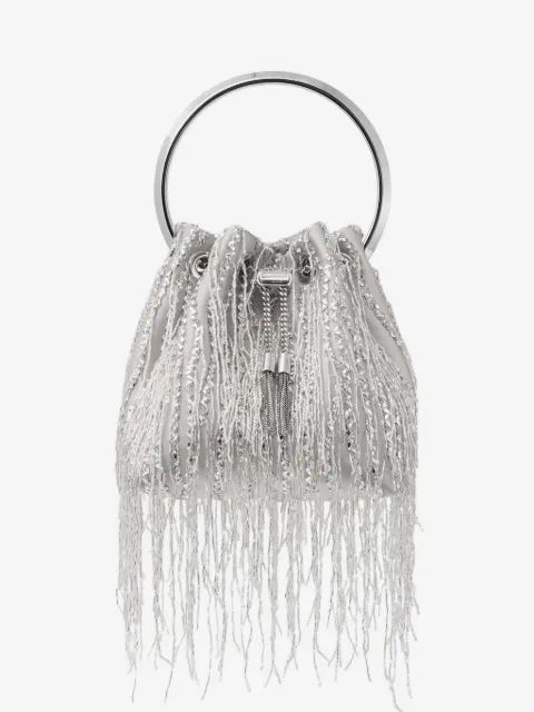JIMMY CHOO 본 본 프린지 디테일 버킷 백